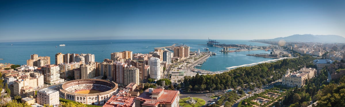 Views of the Port and Malagueta from the viewpoint of Gibralfaro.