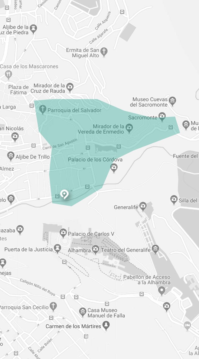 mapa de visita guiada de flamenco en granada