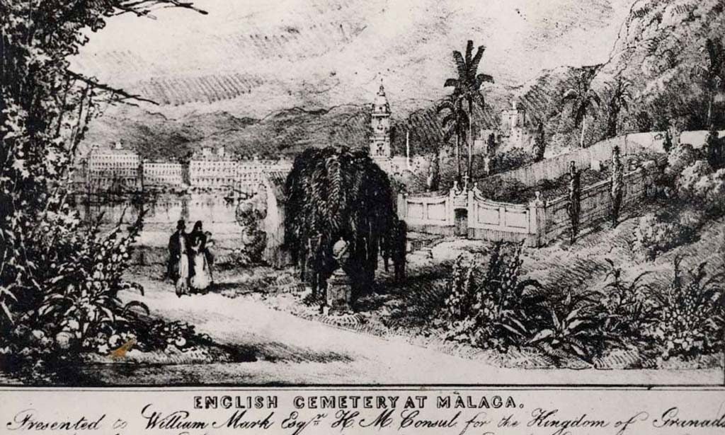 English Cemetery Málaga. Engraving by David Robert