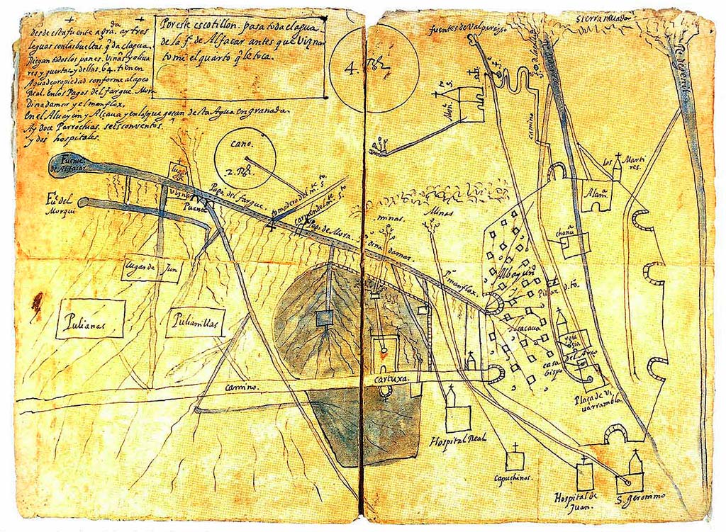 Plano de acequias de la Granada Medieval