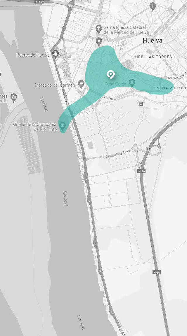 Mapa de la visita a Huelva